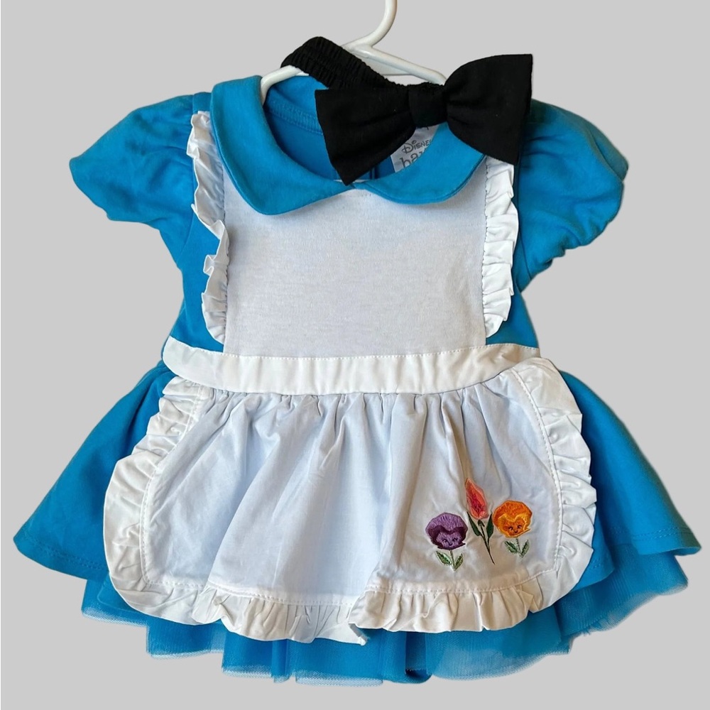 Disney Blue and White Kids Costume with Floral Accents- Alice in Wonderland 6-9M
